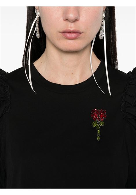 Black flower-embellished T-shirt Simone Rocha - women SIMONE ROCHA | 5179TB0553BLK